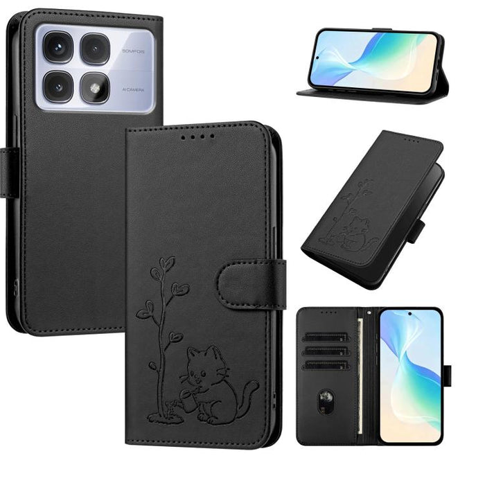 Funda para teléfono YX0014 con hebilla de árbol de agua para gatos y correa de cuero vegano., For Redmi K70 Ultra, For Redmi 13 / Note 13R / Poco M6 4G, For Redmi K70 / K70 Pro / Poco F6 Pro, For Redmi Note 13 Pro 4G / Poco M6 Pro 4G                   ...