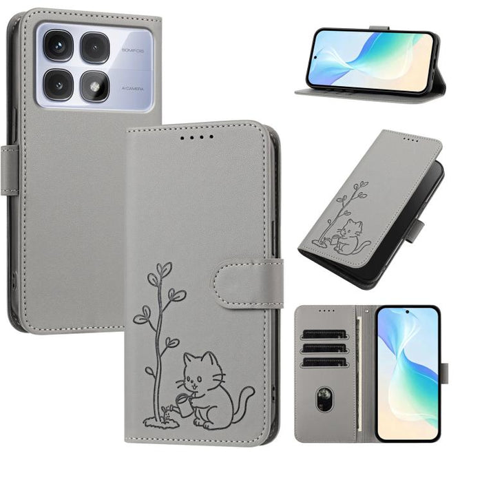 Funda para teléfono YX0014 con hebilla de árbol de agua para gatos y correa de cuero vegano., For Redmi K70 Ultra, For Redmi 13 / Note 13R / Poco M6 4G, For Redmi K70 / K70 Pro / Poco F6 Pro, For Redmi Note 13 Pro 4G / Poco M6 Pro 4G                   ...