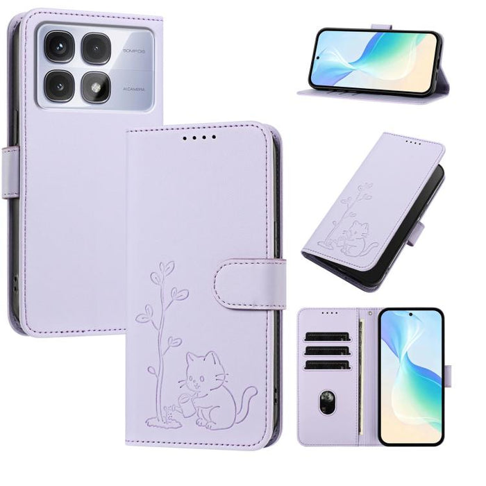 Funda para teléfono YX0014 con hebilla de árbol de agua para gatos y correa de cuero vegano., For Redmi K70 Ultra, For Redmi 13 / Note 13R / Poco M6 4G, For Redmi K70 / K70 Pro / Poco F6 Pro, For Redmi Note 13 Pro 4G / Poco M6 Pro 4G                   ...
