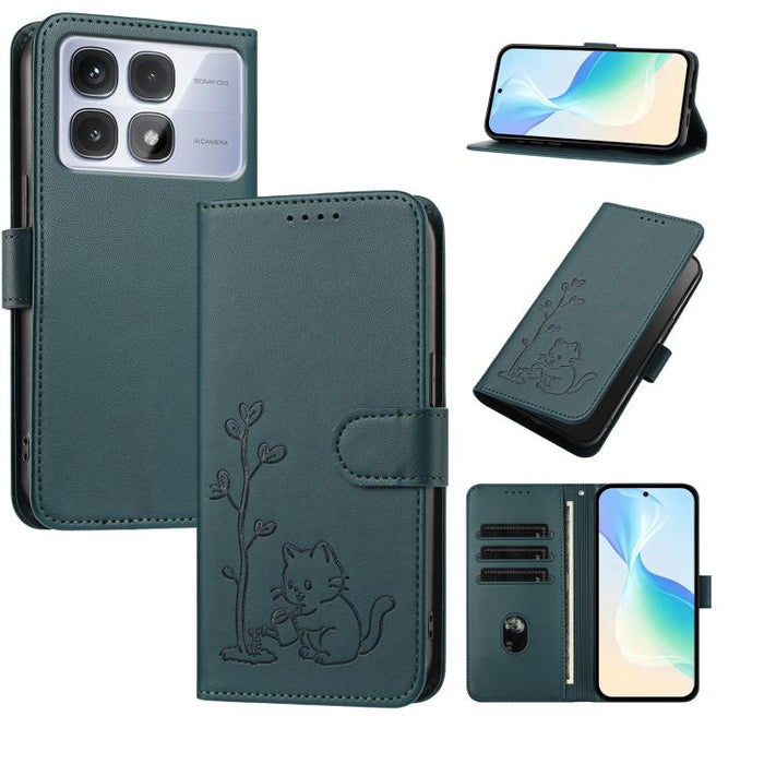 Funda para teléfono YX0014 con hebilla de árbol de agua para gatos y correa de cuero vegano., For Redmi K70 Ultra, For Redmi 13 / Note 13R / Poco M6 4G, For Redmi K70 / K70 Pro / Poco F6 Pro, For Redmi Note 13 Pro 4G / Poco M6 Pro 4G                   ...