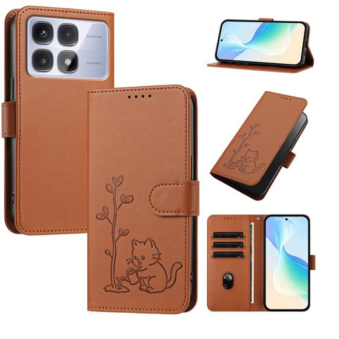 Funda para teléfono YX0014 con hebilla de árbol de agua para gatos y correa de cuero vegano., For Redmi K70 Ultra, For Redmi 13 / Note 13R / Poco M6 4G, For Redmi K70 / K70 Pro / Poco F6 Pro, For Redmi Note 13 Pro 4G / Poco M6 Pro 4G                   ...