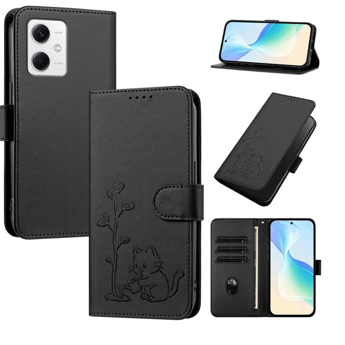 Funda para teléfono YX0014 con hebilla de árbol de agua para gatos y correa de cuero vegano., For Redmi Note 12 5G Global / Poco X5