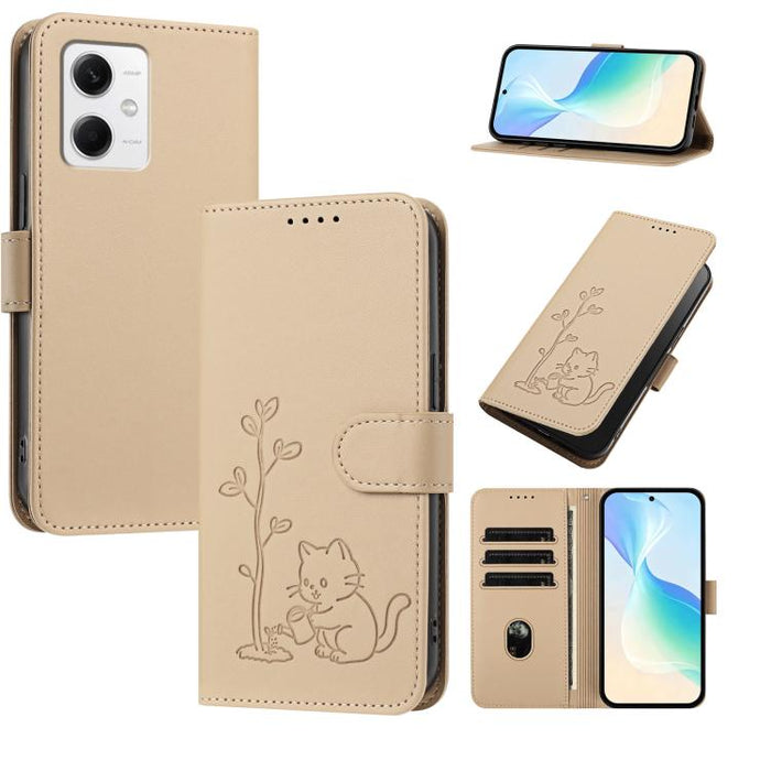 Funda para teléfono YX0014 con hebilla de árbol de agua para gatos y correa de cuero vegano., For Redmi Note 12 5G Global / Poco X5