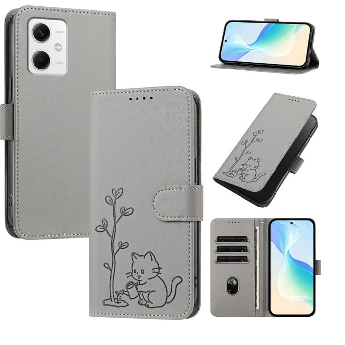 Funda para teléfono YX0014 con hebilla de árbol de agua para gatos y correa de cuero vegano., For Redmi Note 12 5G Global / Poco X5