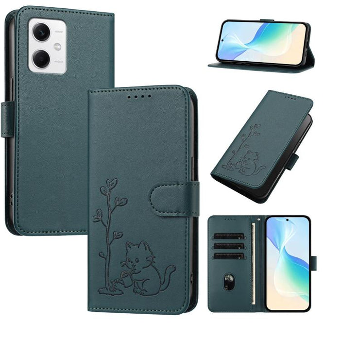 Funda para teléfono YX0014 con hebilla de árbol de agua para gatos y correa de cuero vegano., For Redmi Note 12 5G Global / Poco X5