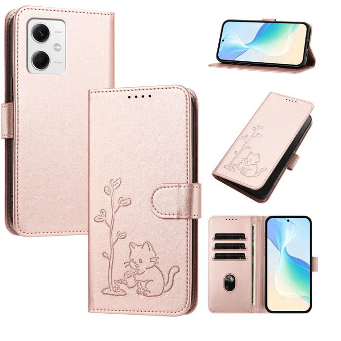 Funda para teléfono YX0014 con hebilla de árbol de agua para gatos y correa de cuero vegano., For Redmi Note 12 5G Global / Poco X5