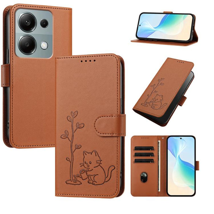 Funda para teléfono YX0014 con hebilla de árbol de agua para gatos y correa de cuero vegano., For Redmi K70 Ultra, For Redmi 13 / Note 13R / Poco M6 4G, For Redmi K70 / K70 Pro / Poco F6 Pro, For Redmi Note 13 Pro 4G / Poco M6 Pro 4G                   ...