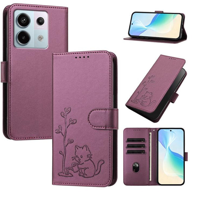 Funda para teléfono YX0014 con hebilla de árbol de agua para gatos y correa de cuero vegano., For Redmi K70 Ultra, For Redmi 13 / Note 13R / Poco M6 4G, For Redmi K70 / K70 Pro / Poco F6 Pro, For Redmi Note 13 Pro 4G / Poco M6 Pro 4G                   ...