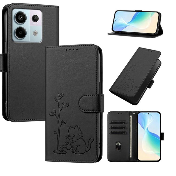 Funda para teléfono YX0014 con hebilla de árbol de agua para gatos y correa de cuero vegano., For Redmi K70 Ultra, For Redmi 13 / Note 13R / Poco M6 4G, For Redmi K70 / K70 Pro / Poco F6 Pro, For Redmi Note 13 Pro 4G / Poco M6 Pro 4G                   ...