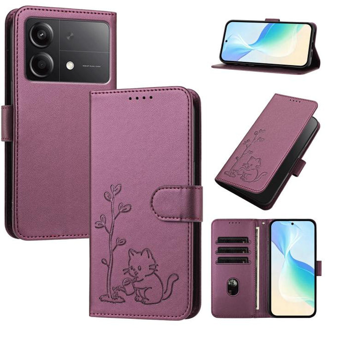 Funda para teléfono YX0014 con hebilla de árbol de agua para gatos y correa de cuero vegano., For Redmi K70 Ultra, For Redmi 13 / Note 13R / Poco M6 4G, For Redmi K70 / K70 Pro / Poco F6 Pro, For Redmi Note 13 Pro 4G / Poco M6 Pro 4G                   ...