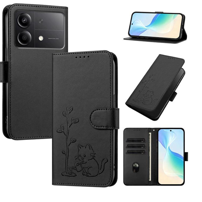 Funda para teléfono YX0014 con hebilla de árbol de agua para gatos y correa de cuero vegano., For Redmi K70 Ultra, For Redmi 13 / Note 13R / Poco M6 4G, For Redmi K70 / K70 Pro / Poco F6 Pro, For Redmi Note 13 Pro 4G / Poco M6 Pro 4G                   ...