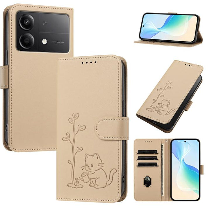 Funda para teléfono YX0014 con hebilla de árbol de agua para gatos y correa de cuero vegano., For Redmi K70 Ultra, For Redmi 13 / Note 13R / Poco M6 4G, For Redmi K70 / K70 Pro / Poco F6 Pro, For Redmi Note 13 Pro 4G / Poco M6 Pro 4G                   ...