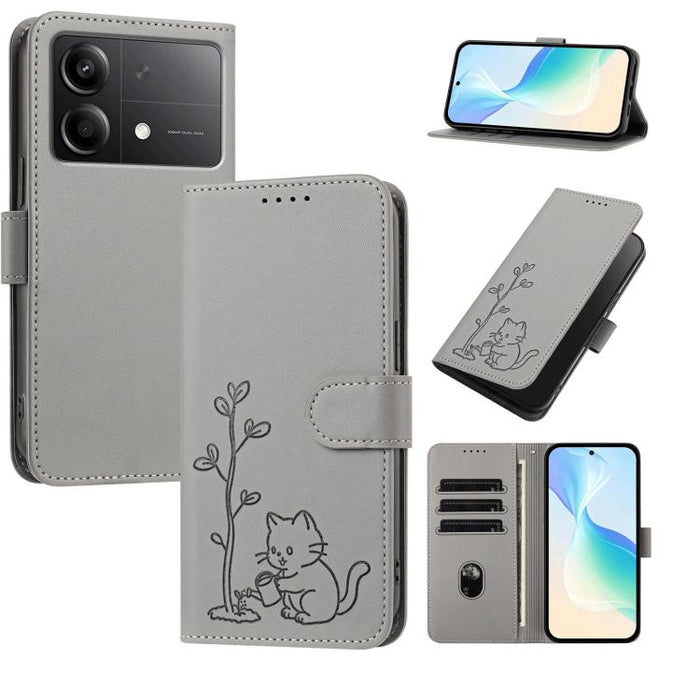 Funda para teléfono YX0014 con hebilla de árbol de agua para gatos y correa de cuero vegano., For Redmi K70 Ultra, For Redmi 13 / Note 13R / Poco M6 4G, For Redmi K70 / K70 Pro / Poco F6 Pro, For Redmi Note 13 Pro 4G / Poco M6 Pro 4G                   ...