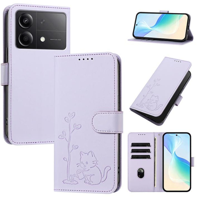 Funda para teléfono YX0014 con hebilla de árbol de agua para gatos y correa de cuero vegano., For Redmi K70 Ultra, For Redmi 13 / Note 13R / Poco M6 4G, For Redmi K70 / K70 Pro / Poco F6 Pro, For Redmi Note 13 Pro 4G / Poco M6 Pro 4G                   ...