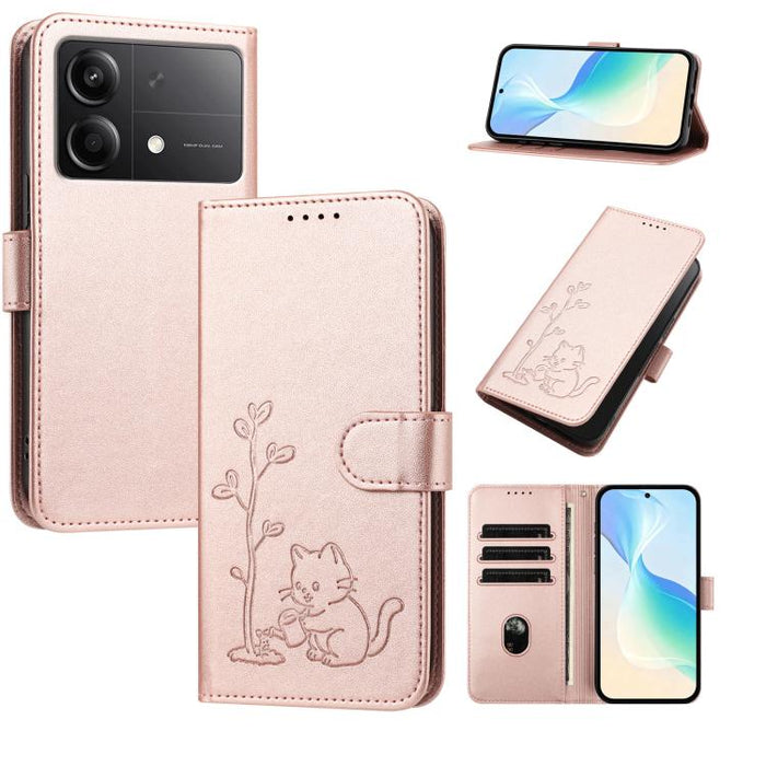 Funda para teléfono YX0014 con hebilla de árbol de agua para gatos y correa de cuero vegano., For Redmi K70 Ultra, For Redmi 13 / Note 13R / Poco M6 4G, For Redmi K70 / K70 Pro / Poco F6 Pro, For Redmi Note 13 Pro 4G / Poco M6 Pro 4G                   ...