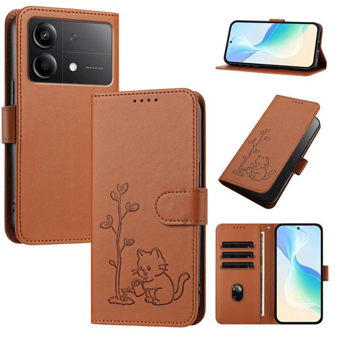 Funda para teléfono YX0014 con hebilla de árbol de agua para gatos y correa de cuero vegano., For Redmi K70 Ultra, For Redmi 13 / Note 13R / Poco M6 4G, For Redmi K70 / K70 Pro / Poco F6 Pro, For Redmi Note 13 Pro 4G / Poco M6 Pro 4G                   ...