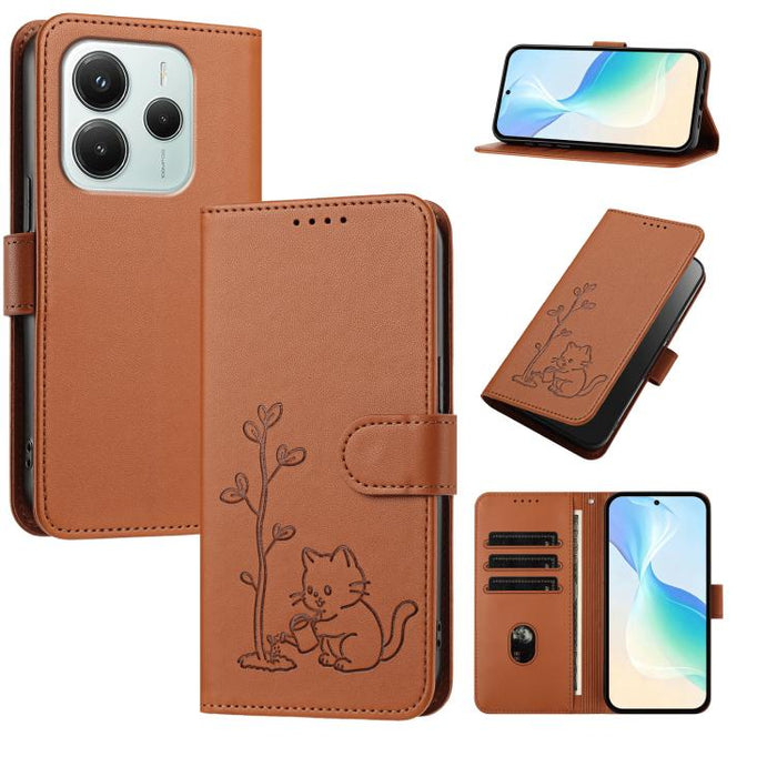 Funda para teléfono YX0014 con hebilla de árbol de agua para gatos y correa de cuero vegano., For Redmi 15C 5G / 4G EU 173mm, For Redmi A5 4G 173.3mm, For Redmi A5 4G 171.7mm / Poco C71, For Redmi Note 14 4G 164.84mm                                    ...