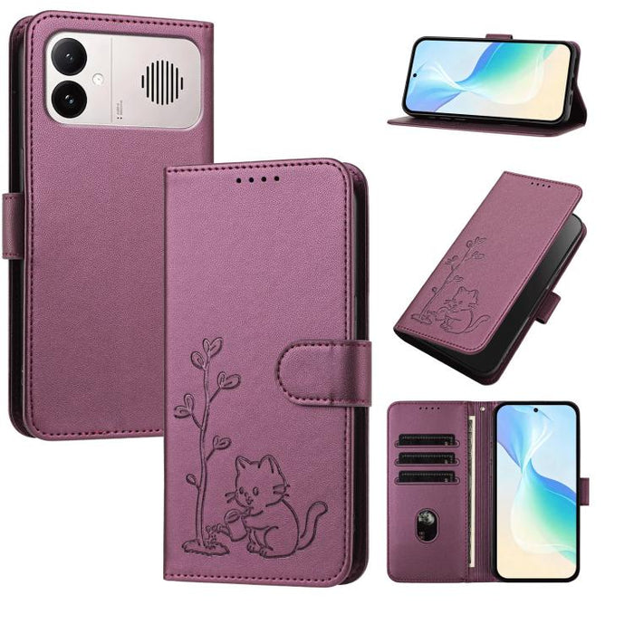 Funda para teléfono YX0014 con hebilla de árbol de agua para gatos y correa de cuero vegano., For Redmi K90 Max 5G, For Redmi A7 Pro 171mm / Poco C85x 5G, For Redmi 15a 5G, For Redmi Note 15 Pro+ 5G 163.3mm / Poco M8 Pro 5G                             ...