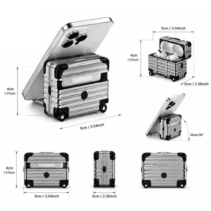 Funda para auriculares XDcase con diseño de maleta, híbrida de PC y TPU, con soporte., For AirPods Pro 3, For AirPods Pro 2 / 1