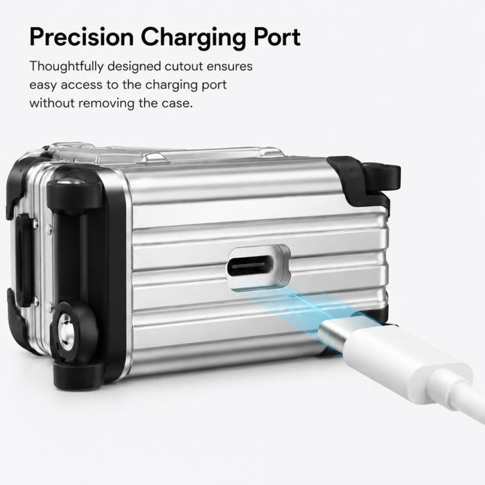 Funda para auriculares XDcase con diseño de maleta, híbrida de PC y TPU, con soporte., For AirPods Pro 3, For AirPods Pro 2 / 1