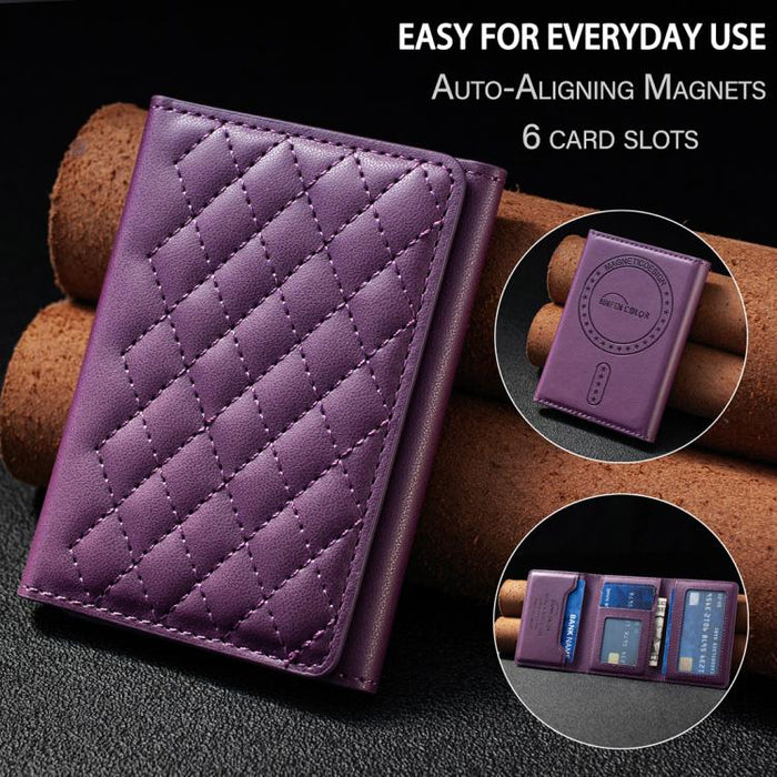 Soporte magnético para teléfono móvil con estructura romboidal BFK37 y ranuras para tarjetas RFID