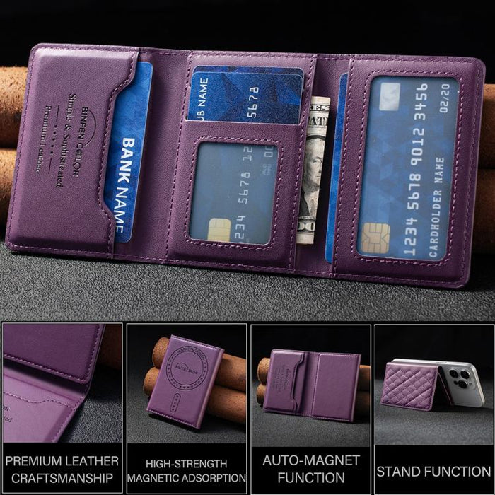 Soporte magnético para teléfono móvil con estructura romboidal BFK37 y ranuras para tarjetas RFID