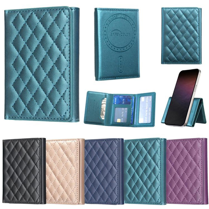 Soporte magnético para teléfono móvil con estructura romboidal BFK37 y ranuras para tarjetas RFID