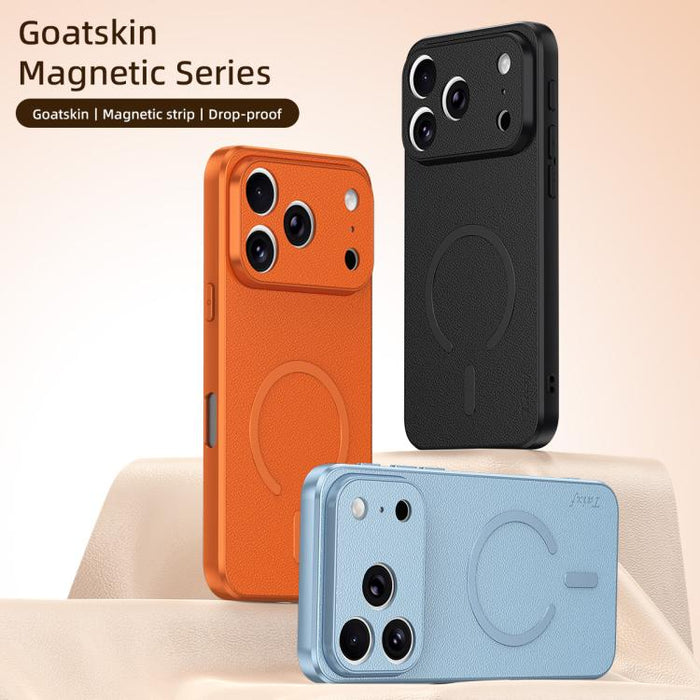 Funda magnética para teléfono de piel de oveja vegana, For iPhone 17 Pro Max, For iPhone 17 Pro, For iPhone 17