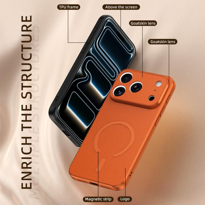 Funda magnética para teléfono de piel de oveja vegana, For iPhone 17 Pro Max, For iPhone 17 Pro, For iPhone 17