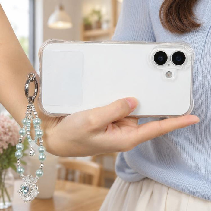 Colgante para teléfono con forma de corona y cuentas con almohadilla de sujeción
