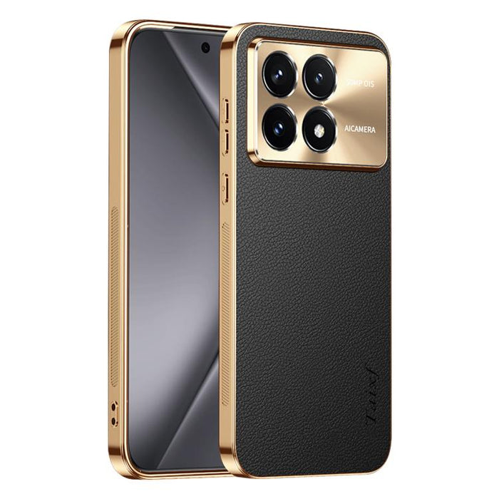Funda para teléfono de PC + TPU con marco galvanizado y textura de lichi, de cuero vegano., For Redmi Turbo 4, For Redmi K80 Pro, For Redmi K80, For Redmi Note 14 5G, For Redmi Note 14 Pro+ 5G, For Redmi Note 14 Pro 5G, For Redmi K70 Ultra             ...