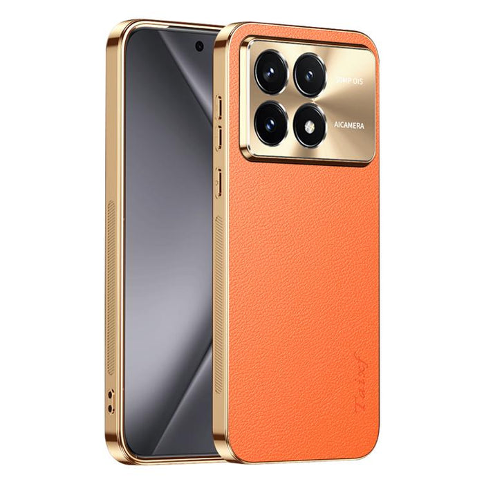 Funda para teléfono de PC + TPU con marco galvanizado y textura de lichi, de cuero vegano., For Redmi Turbo 4, For Redmi K80 Pro, For Redmi K80, For Redmi Note 14 5G, For Redmi Note 14 Pro+ 5G, For Redmi Note 14 Pro 5G, For Redmi K70 Ultra             ...