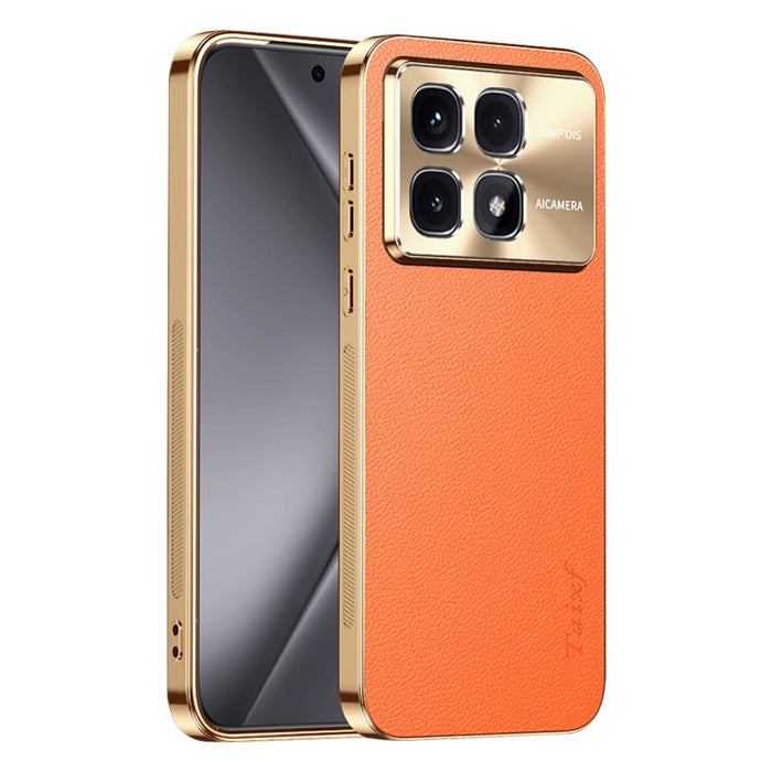 Funda para teléfono de PC + TPU con marco galvanizado y textura de lichi, de cuero vegano., For Redmi Turbo 4, For Redmi K80 Pro, For Redmi K80, For Redmi Note 14 5G, For Redmi Note 14 Pro+ 5G, For Redmi Note 14 Pro 5G, For Redmi K70 Ultra             ...