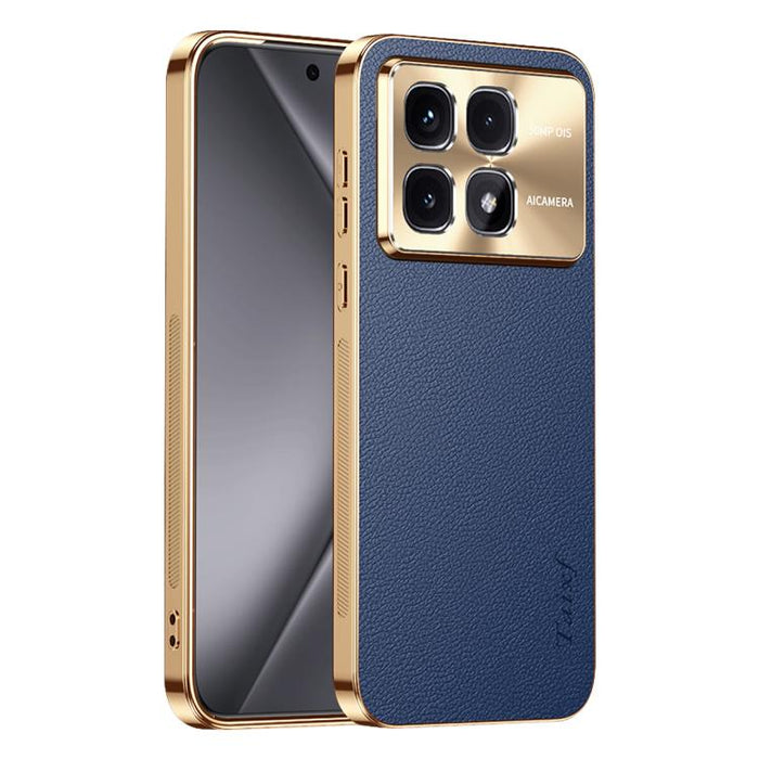 Funda para teléfono de PC + TPU con marco galvanizado y textura de lichi, de cuero vegano., For Redmi Turbo 4, For Redmi K80 Pro, For Redmi K80, For Redmi Note 14 5G, For Redmi Note 14 Pro+ 5G, For Redmi Note 14 Pro 5G, For Redmi K70 Ultra             ...