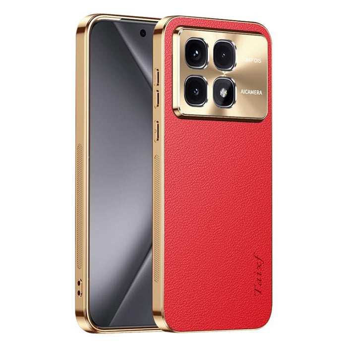 Funda para teléfono de PC + TPU con marco galvanizado y textura de lichi, de cuero vegano., For Redmi Turbo 4, For Redmi K80 Pro, For Redmi K80, For Redmi Note 14 5G, For Redmi Note 14 Pro+ 5G, For Redmi Note 14 Pro 5G, For Redmi K70 Ultra             ...