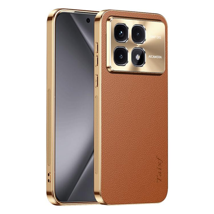 Funda para teléfono de PC + TPU con marco galvanizado y textura de lichi, de cuero vegano., For Redmi Turbo 4, For Redmi K80 Pro, For Redmi K80, For Redmi Note 14 5G, For Redmi Note 14 Pro+ 5G, For Redmi Note 14 Pro 5G, For Redmi K70 Ultra             ...