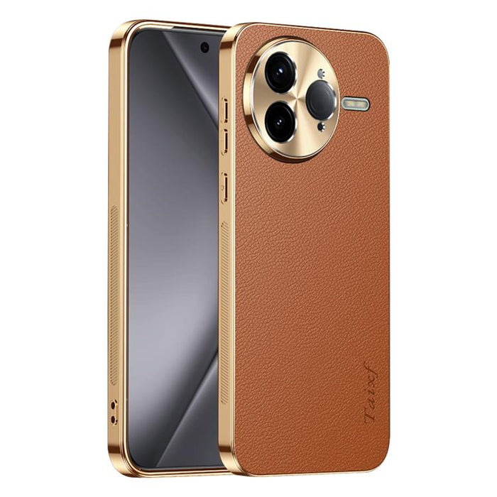 Funda para teléfono de PC + TPU con marco galvanizado y textura de lichi, de cuero vegano., For Redmi Turbo 4, For Redmi K80 Pro, For Redmi K80, For Redmi Note 14 5G, For Redmi Note 14 Pro+ 5G, For Redmi Note 14 Pro 5G, For Redmi K70 Ultra             ...