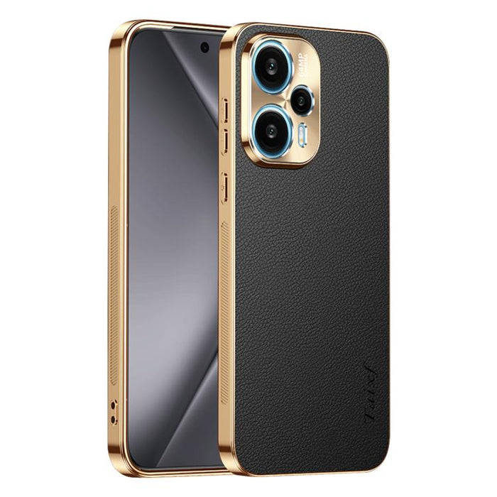 Funda para teléfono de PC + TPU con marco galvanizado y textura de lichi, de cuero vegano., For Redmi Turbo 4, For Redmi K80 Pro, For Redmi K80, For Redmi Note 14 5G, For Redmi Note 14 Pro+ 5G, For Redmi Note 14 Pro 5G, For Redmi K70 Ultra             ...