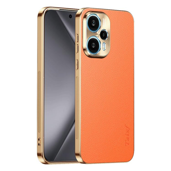 Funda para teléfono de PC + TPU con marco galvanizado y textura de lichi, de cuero vegano., For Redmi Turbo 4, For Redmi K80 Pro, For Redmi K80, For Redmi Note 14 5G, For Redmi Note 14 Pro+ 5G, For Redmi Note 14 Pro 5G, For Redmi K70 Ultra             ...