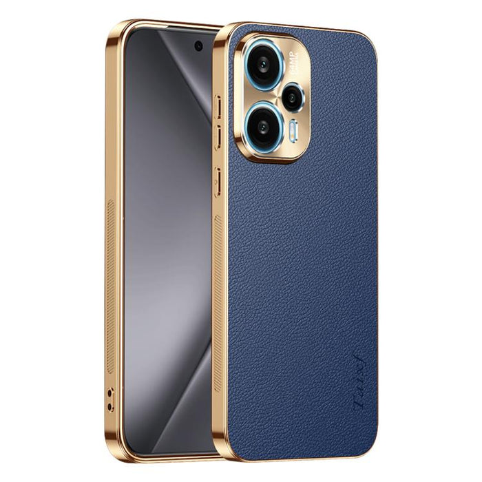 Funda para teléfono de PC + TPU con marco galvanizado y textura de lichi, de cuero vegano., For Redmi Turbo 4, For Redmi K80 Pro, For Redmi K80, For Redmi Note 14 5G, For Redmi Note 14 Pro+ 5G, For Redmi Note 14 Pro 5G, For Redmi K70 Ultra             ...
