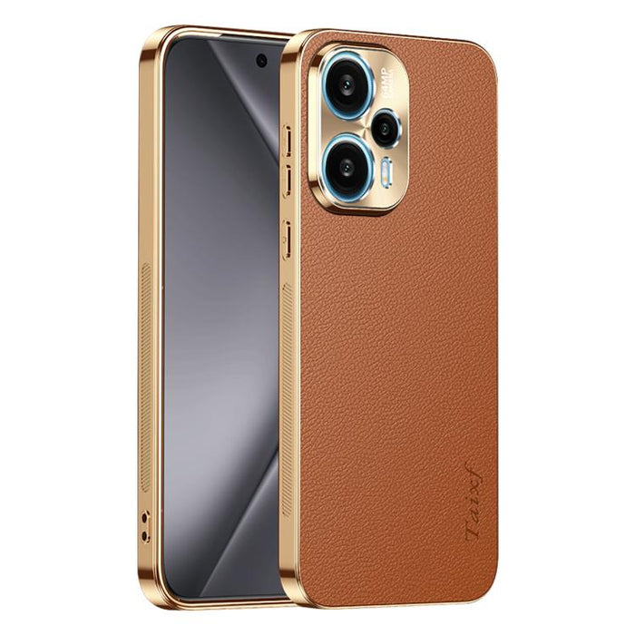 Funda para teléfono de PC + TPU con marco galvanizado y textura de lichi, de cuero vegano., For Redmi Turbo 4, For Redmi K80 Pro, For Redmi K80, For Redmi Note 14 5G, For Redmi Note 14 Pro+ 5G, For Redmi Note 14 Pro 5G, For Redmi K70 Ultra             ...