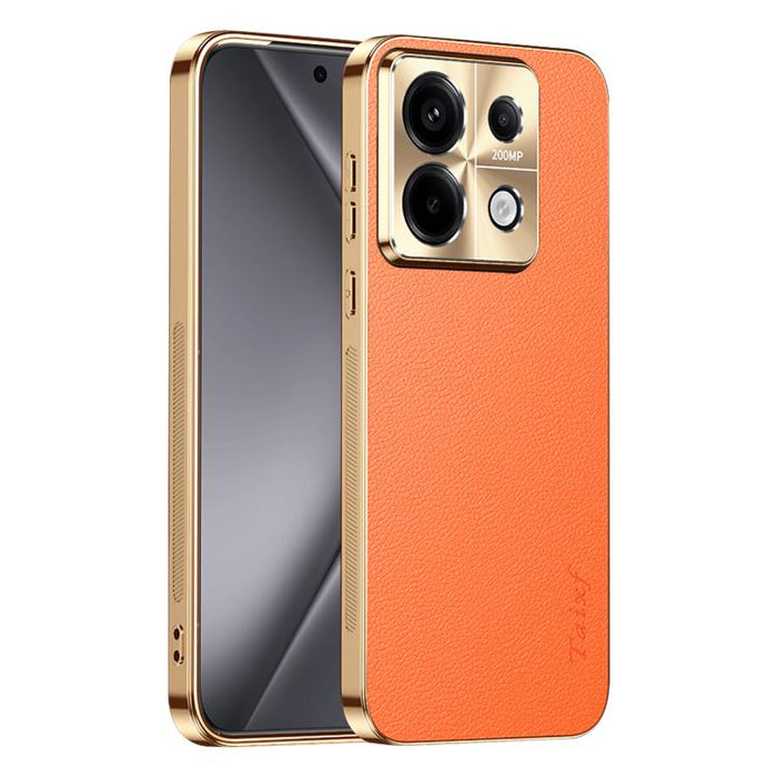 Funda para teléfono de PC + TPU con marco galvanizado y textura de lichi, de cuero vegano., For Redmi Turbo 4, For Redmi K80 Pro, For Redmi K80, For Redmi Note 14 5G, For Redmi Note 14 Pro+ 5G, For Redmi Note 14 Pro 5G, For Redmi K70 Ultra             ...