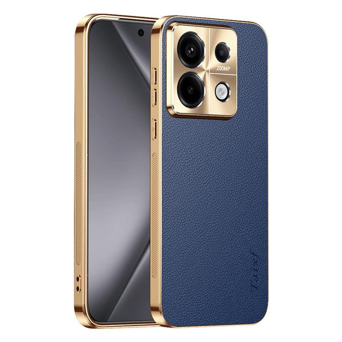 Funda para teléfono de PC + TPU con marco galvanizado y textura de lichi, de cuero vegano., For Redmi Turbo 4, For Redmi K80 Pro, For Redmi K80, For Redmi Note 14 5G, For Redmi Note 14 Pro+ 5G, For Redmi Note 14 Pro 5G, For Redmi K70 Ultra             ...