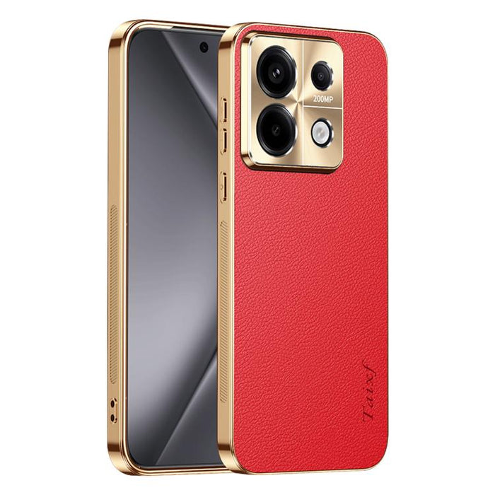 Funda para teléfono de PC + TPU con marco galvanizado y textura de lichi, de cuero vegano., For Redmi Turbo 4, For Redmi K80 Pro, For Redmi K80, For Redmi Note 14 5G, For Redmi Note 14 Pro+ 5G, For Redmi Note 14 Pro 5G, For Redmi K70 Ultra             ...