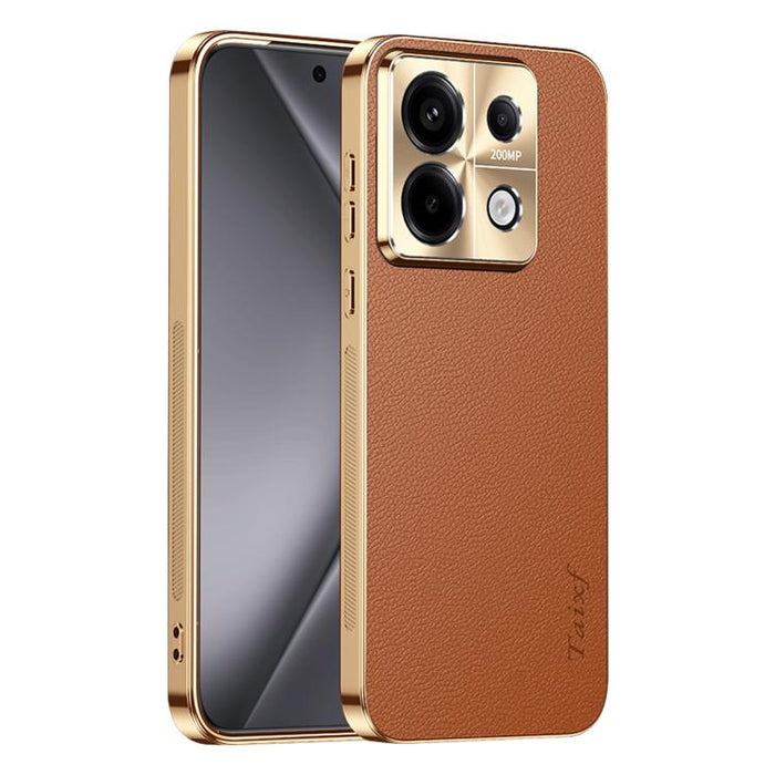 Funda para teléfono de PC + TPU con marco galvanizado y textura de lichi, de cuero vegano., For Redmi Turbo 4, For Redmi K80 Pro, For Redmi K80, For Redmi Note 14 5G, For Redmi Note 14 Pro+ 5G, For Redmi Note 14 Pro 5G, For Redmi K70 Ultra             ...