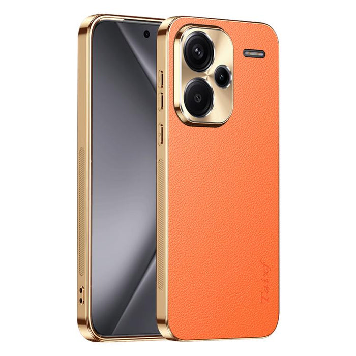 Funda para teléfono de PC + TPU con marco galvanizado y textura de lichi, de cuero vegano., For Redmi Turbo 4, For Redmi K80 Pro, For Redmi K80, For Redmi Note 14 5G, For Redmi Note 14 Pro+ 5G, For Redmi Note 14 Pro 5G, For Redmi K70 Ultra             ...