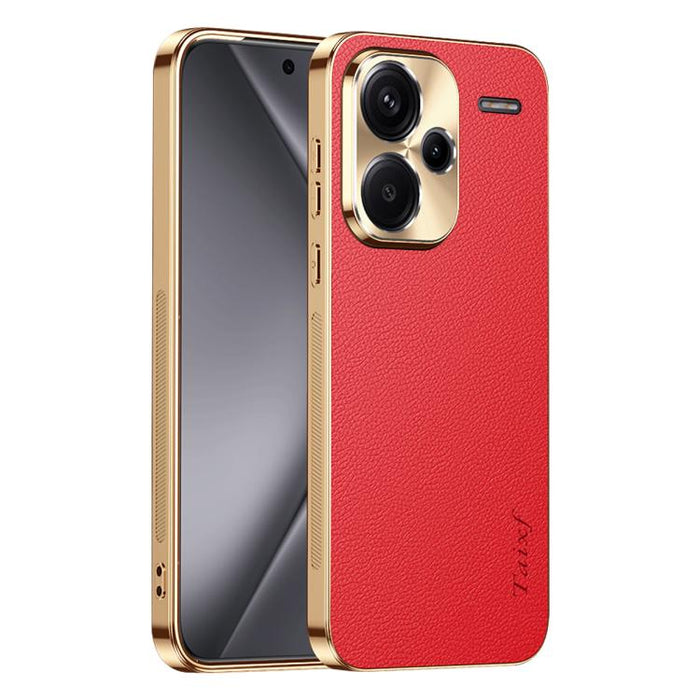 Funda para teléfono de PC + TPU con marco galvanizado y textura de lichi, de cuero vegano., For Redmi Turbo 4, For Redmi K80 Pro, For Redmi K80, For Redmi Note 14 5G, For Redmi Note 14 Pro+ 5G, For Redmi Note 14 Pro 5G, For Redmi K70 Ultra             ...