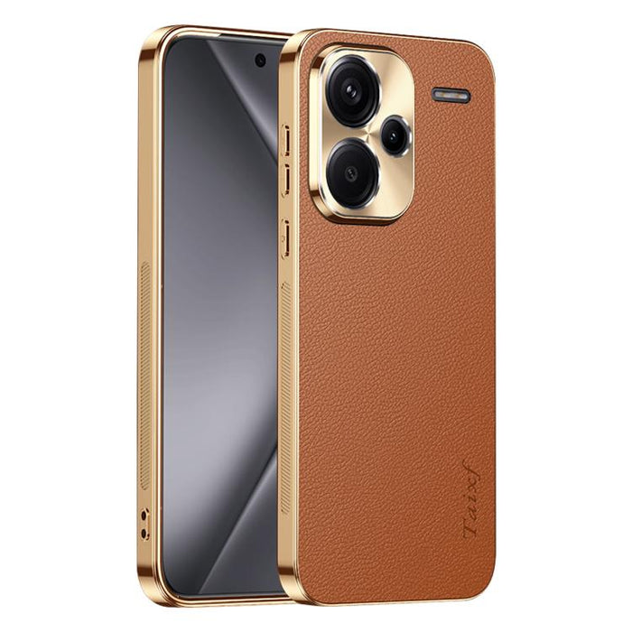 Funda para teléfono de PC + TPU con marco galvanizado y textura de lichi, de cuero vegano., For Redmi Turbo 4, For Redmi K80 Pro, For Redmi K80, For Redmi Note 14 5G, For Redmi Note 14 Pro+ 5G, For Redmi Note 14 Pro 5G, For Redmi K70 Ultra             ...