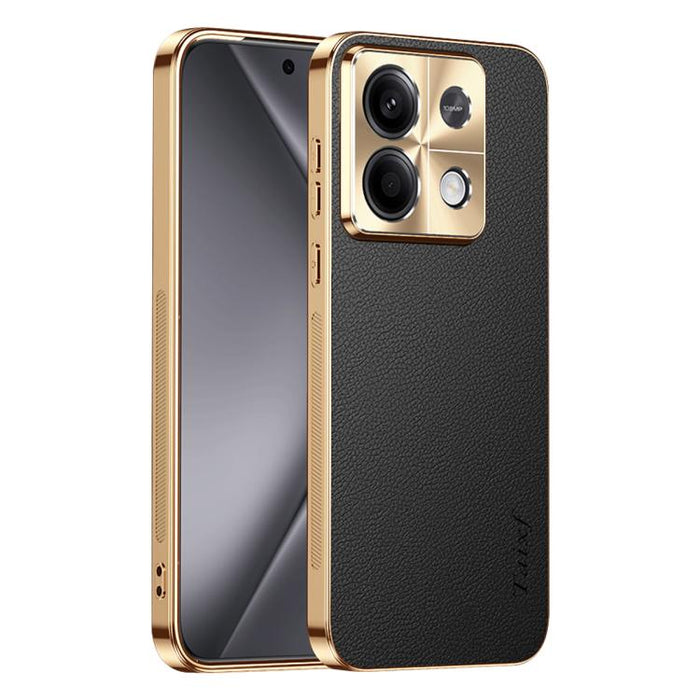 Funda para teléfono de PC + TPU con marco galvanizado y textura de lichi, de cuero vegano., For Redmi Turbo 4, For Redmi K80 Pro, For Redmi K80, For Redmi Note 14 5G, For Redmi Note 14 Pro+ 5G, For Redmi Note 14 Pro 5G, For Redmi K70 Ultra             ...
