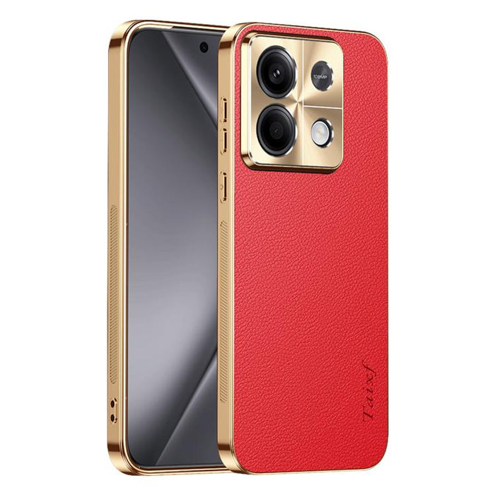 Funda para teléfono de PC + TPU con marco galvanizado y textura de lichi, de cuero vegano., For Redmi Turbo 4, For Redmi K80 Pro, For Redmi K80, For Redmi Note 14 5G, For Redmi Note 14 Pro+ 5G, For Redmi Note 14 Pro 5G, For Redmi K70 Ultra             ...